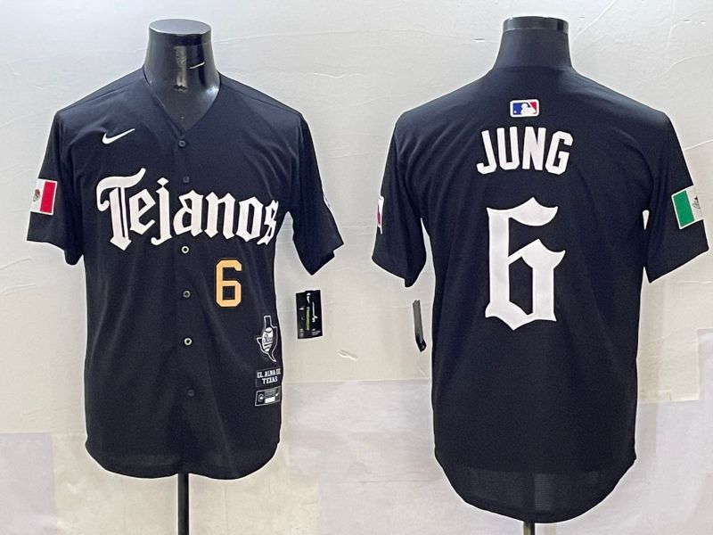 Men Texas Rangers #6 Jung Black Five generations Joint Name 2025 Nike MLB Jersey style 3